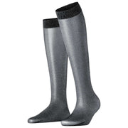 Falke Glitter 30 Denier Kniekousen - Zwart/Zilver