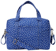 Roka Somerset grote babytas van katoenen canvas - Marineblauwe stip