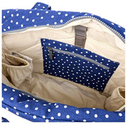 Roka Somerset grote babytas van katoenen canvas - Marineblauwe stip