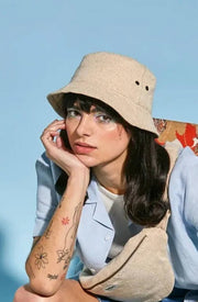 Achtertas Bob Bucket Hat - Jute Beige