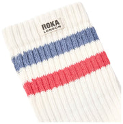 Roka Windsor Stripe Crew Sokken - Kustblauw/Scarlet