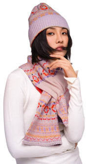 Poeder Fair Isle Cosy Sjaal - Crème Mix