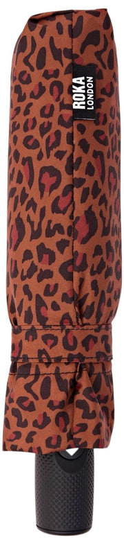 Roka Waterloo Paraplu van gerecycled nylon - Mini Luipaardbruin