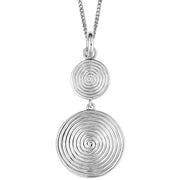 Beginnings Double Spiral Disc Drop Pendant - Silver