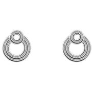 Beginnings Ridged Double Open Circle Stud Earrings - Silver