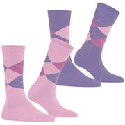Burlington Everyday Argyle 2-pack sokken - Berry Pool Pink