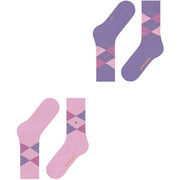Burlington Everyday Argyle 2-pack sokken - Berry Pool Pink