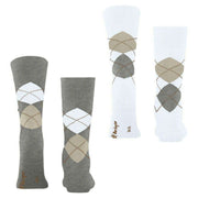 Burlington Everyday Argyle 2-Pack Sokken - Lichtgrijs Mel