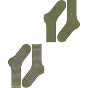 Burlington Everyday Stripe Mix 2-pack sokken - Salvia groen