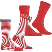 Burlington Everyday Stripe Mix 2-Pack Sokken - Tulp Rood