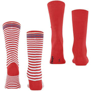 Burlington Everyday Stripe Mix 2-Pack Sokken - Tulp Rood