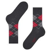 Burlington Manchester Socks - Anthracite Grey/Red