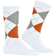 Burlington Rib Court Sokken - Wit/Oranje