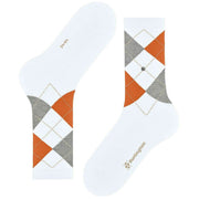 Burlington Rib Court Sokken - Wit/Oranje