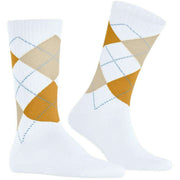 Burlington Rib Court Sokken - Wit/Geel