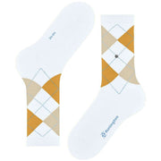 Burlington Rib Court Sokken - Wit/Geel