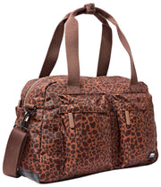 Roka Gatwick kleine plunjezak van gerecycled canvas - Mini Luipaardbruin