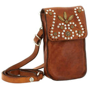Campomaggi Siena Stud Telefoonhouder Tas - Cognac Tan