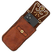 Campomaggi Siena Stud Telefoonhouder Tas - Cognac Tan
