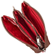 Roka Carnaby kleine portemonnee van gerecycled canvas - bruine vlek
