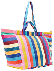 Roka Marylebone grote katoenen canvas oversized draagtas - brede multi-streep