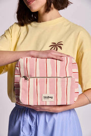 Hindbag Alix Extra Grote Toilettas - Roze/Rode Strepen