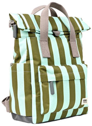 Roka Canfield B Kleine rugzak van gerecycled canvas - Mosstreep/blauw