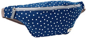 Roka Mill Hill katoenen canvas heuptasje - marineblauw met stippen