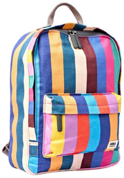 Roka Hampton kleine katoenen canvas rugzak - brede multi-streep