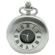 David Aster Quartz Half Hunter Pocket Watch - Silver/Black