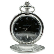 David Aster Quartz Half Hunter Pocket Watch - Silver/Black