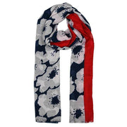 Dents Abstract Floral Print Lightweight Scarf - Navy Blue