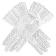 Dents Caroline Double Cuff and Bow Spotty Tulle Gloves - Ivory