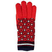 Dents Jacquard Fair Isle gebreide handschoenen - bessenrood/marineblauw