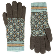 Dents Jacquard Fair Isle gebreide handschoenen - antracietgrijs/blauw