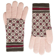 Dents Jacquard Fair Isle gebreide handschoenen - roze/houtskoolgrijs