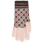 Dents Jacquard Fair Isle gebreide handschoenen - roze/houtskoolgrijs