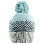 Dents Jacquard Geometric Pattern Knitted Bobble Hat - Duck Egg Blue/Dove Grey