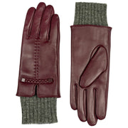 Dents Renee leren touchscreen-handschoenen - Damson bordeaux/houtskoolgrijs