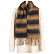 Dents Gestreepte Deken Sjaal - Camel Beige/Zwart