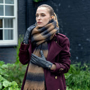 Dents Gestreepte Deken Sjaal - Camel Beige/Zwart
