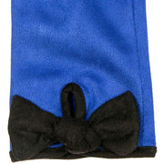 Dents Velour Lined Faux Suede Bow Gloves - Cobalt Blue/Black