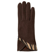 Dents Zebra Print Touchscreen Velour-Lined Gloves - Mocca Brown