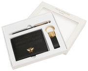 Alice Wheeler London Bow kaarthouder sleutelhanger en pen luxe cadeauset - zwart