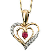 Elements Gold Ruby and Diamond Open Heart Pendant - Red/Gold