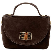 Elie Beaumont Suede Mini Bambou Tas - Donker Chocoladebruin