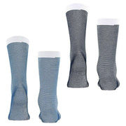 Esprit Allover Stripe 2 Pack Socks - Blue/Navy/White