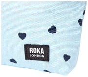 Roka Maida Vale klein katoenen canvas etui - hartprint blauw