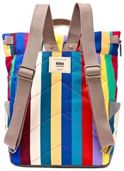 Roka Canfield B middelgrote rugzak van gerecycled canvas - brede meerkleurige strepen
