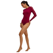 Falke Daily Bateau korte bodysuit - Chianti rood